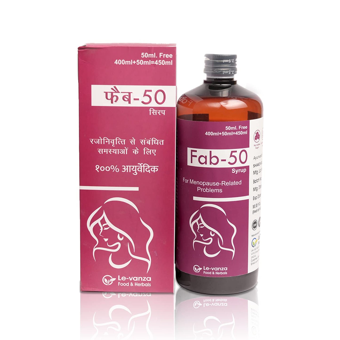 Fab-50 Syrup 400ml + 50ml Free| Menopause Supplements For Women Pre Menopause Relief Supplement | Hot Flashes | Night Sweats | Mood Swings