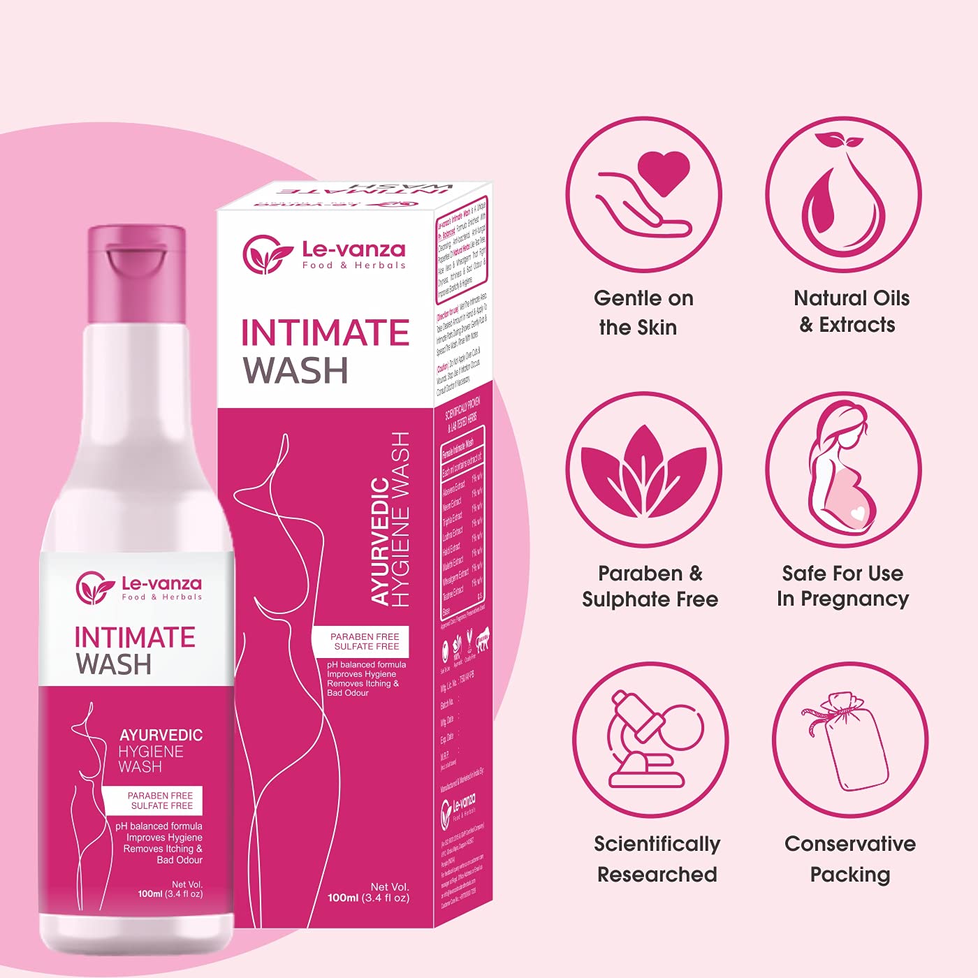 Ayurvedic 100ml (Pack of 1) Intimate Hygiene Hygiene Wash for Women Vaginal Wash Prevents Itching Irritation & Dryness, Suitable For All Skin Types