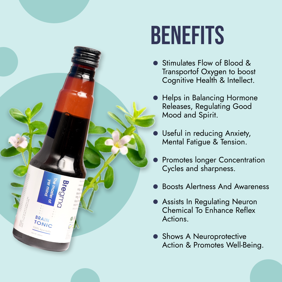 Bregma Ayurvedic Brain Health Tonic For Children & Adult 225 ML | Memory Syrup | Improve Focus