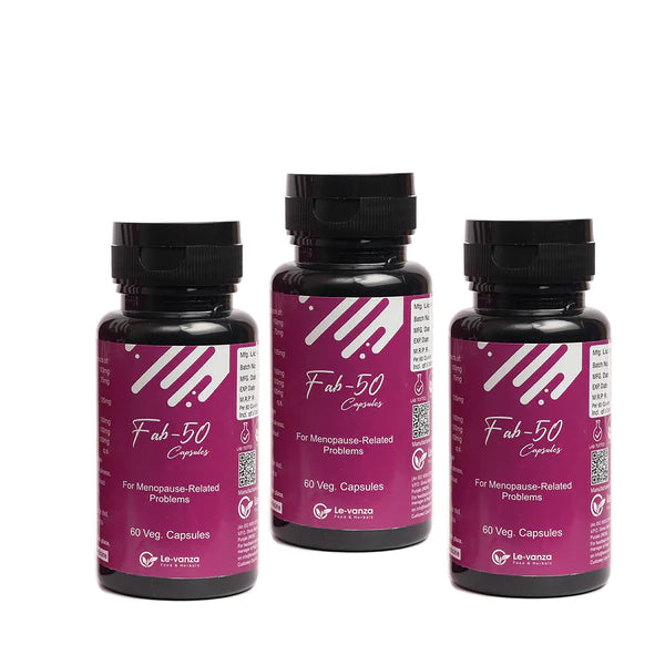 Fab-50 Ayurvedic Capsule For Menopause Related Problems | Hot Flashes | Mood Swings | Peri menopause medicine