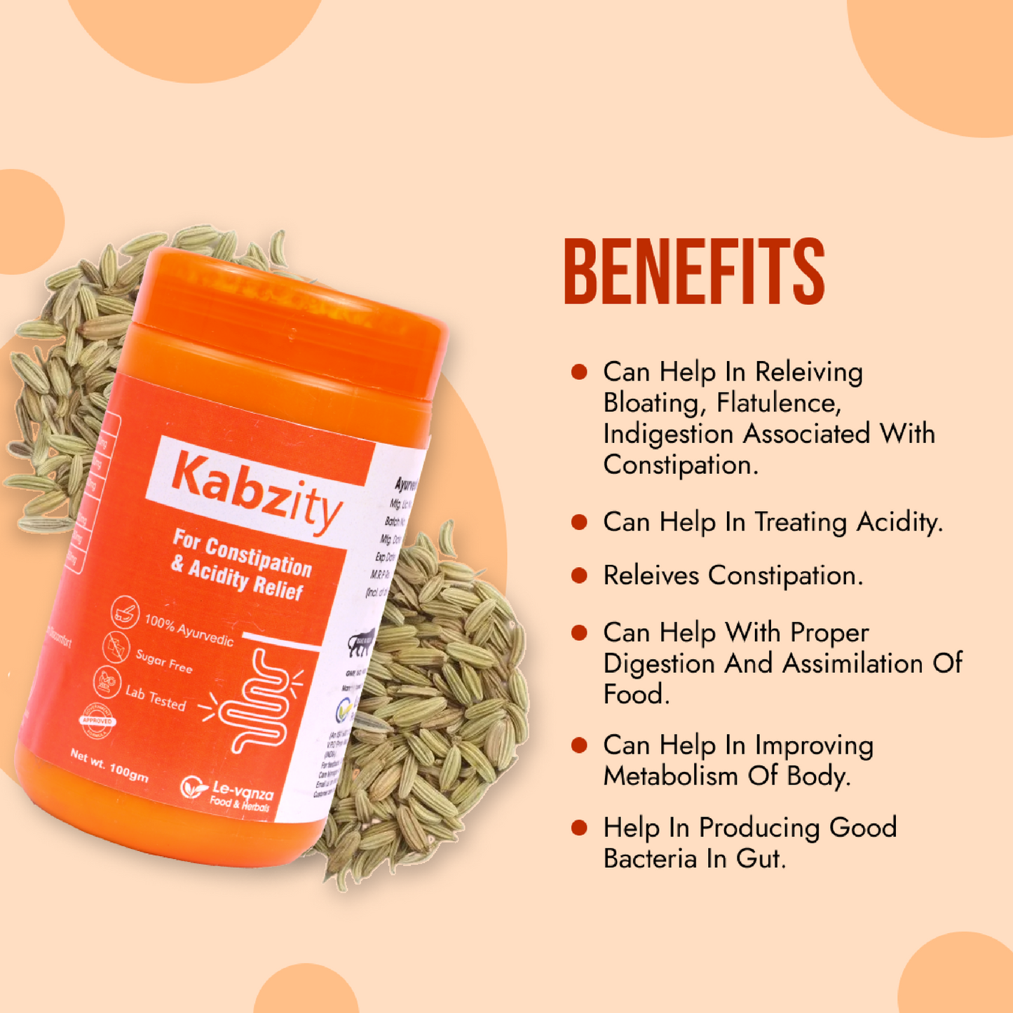 Kabzity Ayurvedic Constipation Powder | Relief From Digestive Problems like Acidity Constipation Gas Boosts Digestive Immunity 100gm Powder