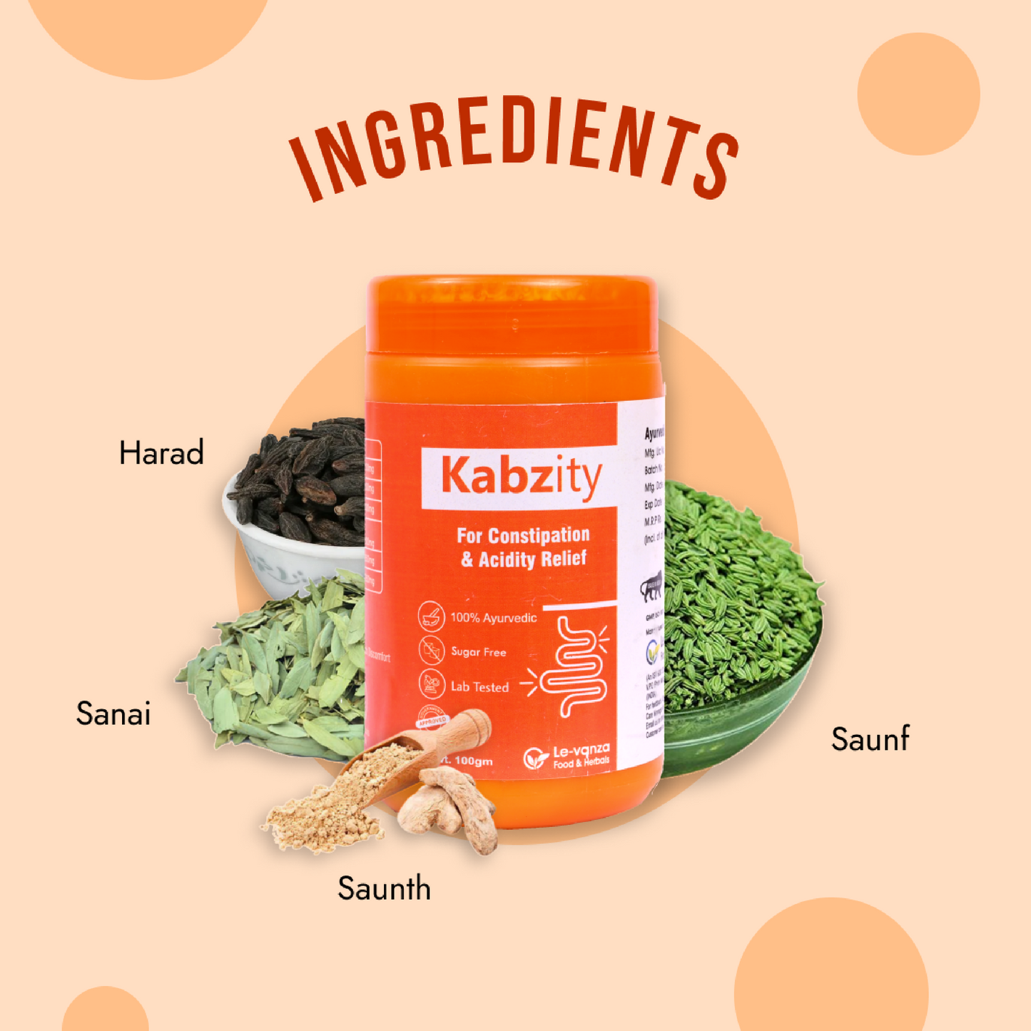 Kabzity Ayurvedic Constipation Powder | Relief From Digestive Problems like Acidity Constipation Gas Boosts Digestive Immunity 100gm Powder