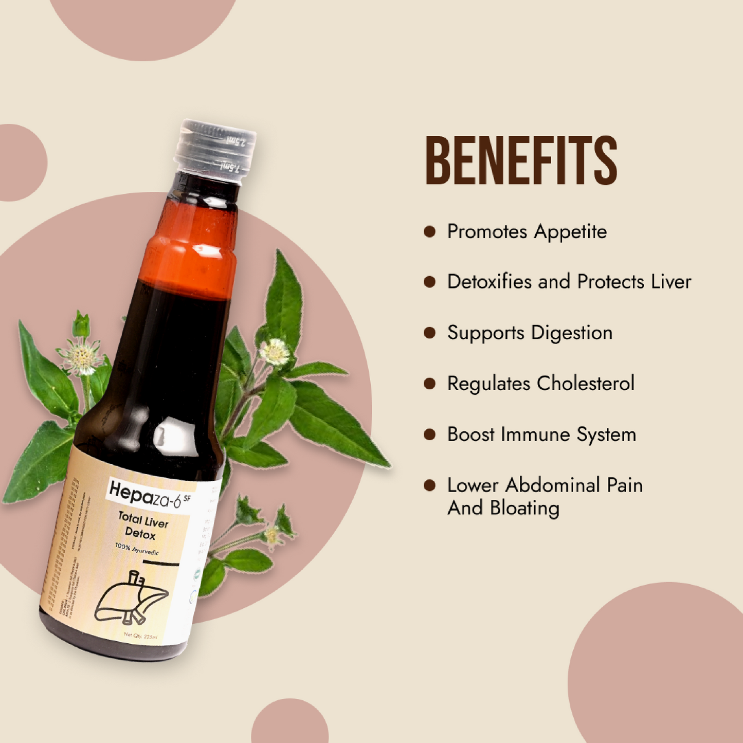 Hepaza-6 Liver Detox Syrup Liver Tonic Fatty Liver Tonic Liver Cleanse Tonic Liver Detox Ayurvedic Herbal Liver detox Supplement 225ml