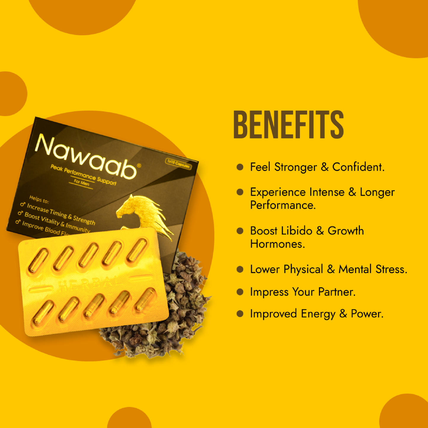 Nawaab Capsules | Ayurvedic Stamina Booster | Increase Testosterone | Strength | Male Power Supplement