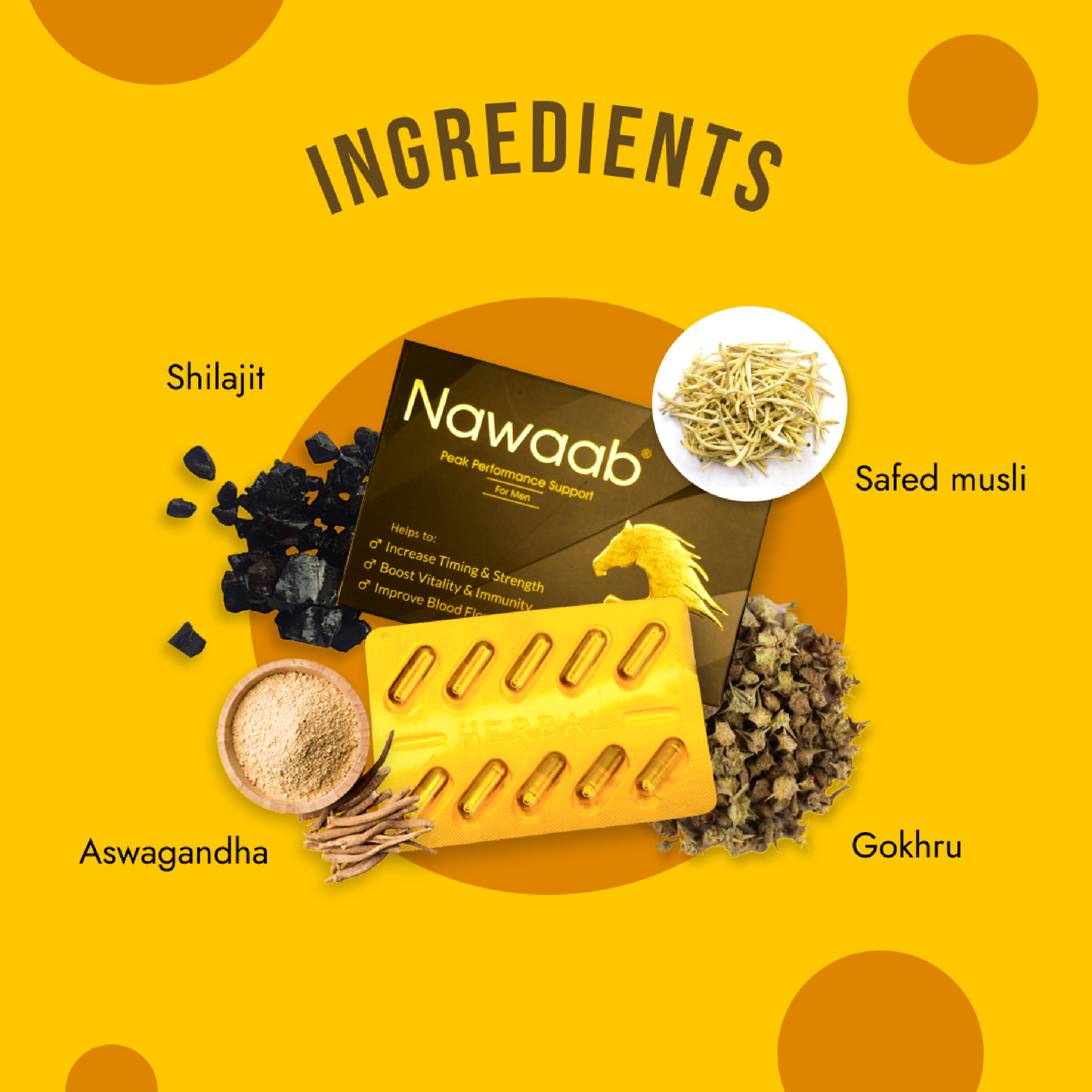 Nawaab Capsules | Ayurvedic Stamina Booster | Increase Testosterone | Strength | Male Power Supplement