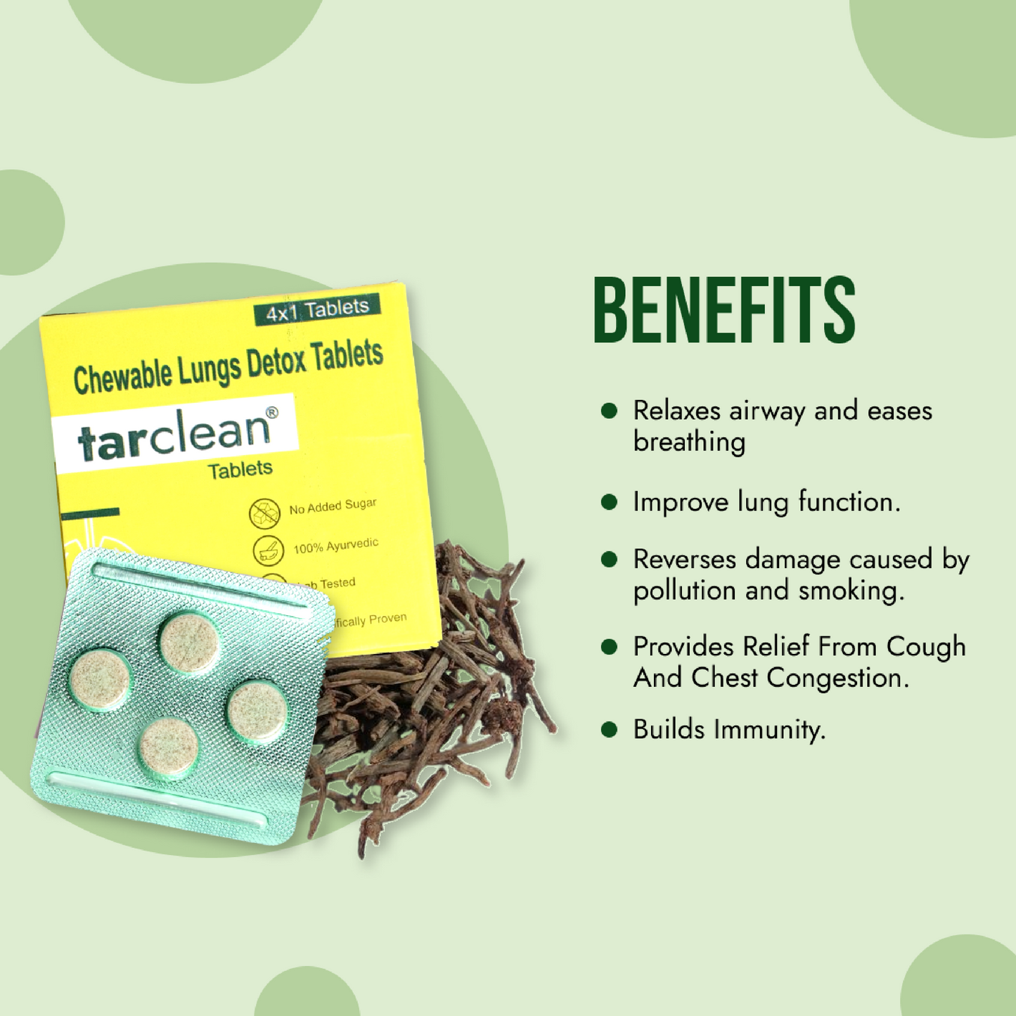 Lungs Tar Clean Tablet | Detox For Smokers Cleanse | Lung detox | Lungs Cleanse Detox | Lung cleanse | Lungs Cleanse Detox (1 Box For 4 Tablet)