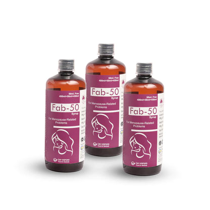 Fab-50 Syrup 400ml + 50ml Free| Menopause Supplements For Women Pre Menopause Relief Supplement | Hot Flashes | Night Sweats | Mood Swings
